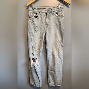 EUC Abecrombie & Fitch Distressed Light Blue Midrise Boyfriend Jeans 27/4